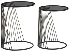 Kerek tárolóasztal szett üveg asztallappal 2 db-os Trento – Premier Housewares