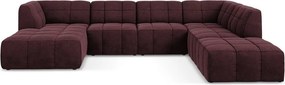 Borvörös bársony (U alakú) sarokkanapé Aloha – Makamii
