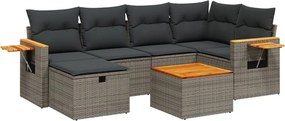 vidaXL 7 részes szürke polyrattan kerti ülőgarnitúra párnákkal