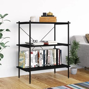 fekete 3 szintes polcrendszer 80x40x92 cm