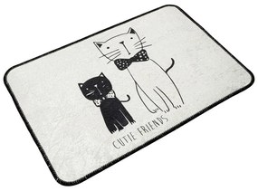 Fehér-fekete fürdőszobai kilépő 60x40 cm Little Cats - Foutastic