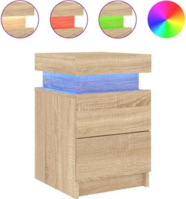 vidaXL sonoma tölgy színű éjjeliszekrény LED-ekkel 35 x 39 x 55 cm