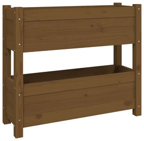 Mézbarna tömör fenyőfa növénytartó 77x25x66 cm