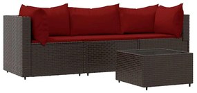 4 részes barna polyrattan kerti ülőgarnitúra párnákkal