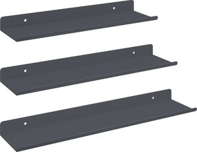 vidaXL Lebegő polc 3 pcs Antracit 40 x 9 x 2,5 cm Acél