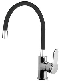 NewArc DOMINO álló mosogató csaptelep króm - FEKETE flexibilis kifolyócsővel