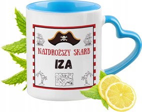 Kék bögre szív alakú füllel Iza számára Ideális Ajándék