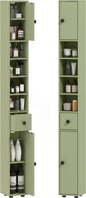kleankin Slim Tall Bathroom Cabinet — Narrow Toilet Storage with Drawer & 4 Open Shelves, Ideal for Small Bathrooms & Living Rooms, 20 x 20 x 180 cm (