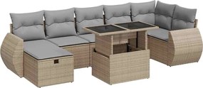 vidaXL 8 részes bézs polyrattan kerti ülőgarnitúra párnával