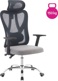 Irodai szék, sötétszürke/világosszürke/króm, teherbírás 150 kg, ADEMIR