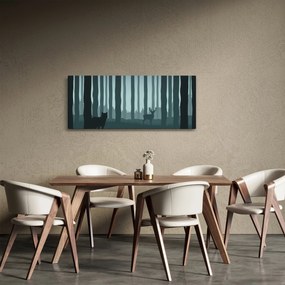 Kép - Szarvas farkassal a sziklák között (120x50 cm)