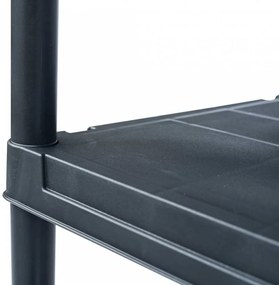 Fekete műanyag tároló polc 100 kg 60 x 30 x 138 cm