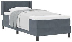 Boxspring Ágy Matracra Sötétszürke 90x200 cm Bársony