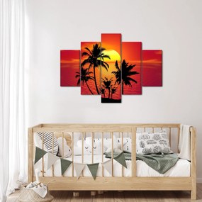 Egy sziget sziluettjének képe pálmafákkal (150x105 cm)