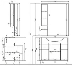Bianca Plus 85 alsó szekrény mosdóval, sonoma tölgy színben