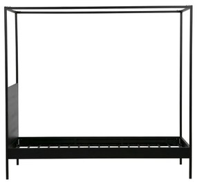 Fekete fém egyszemélyes ágy ágyráccsal 90x200 cm Dani – WOOOD