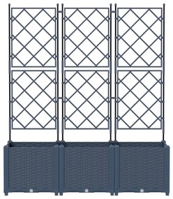 Trellis-szel ellátott cserép 3 db Szürke 120x40x143 cm