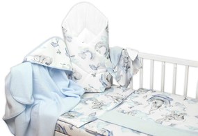 6-ti műhely előnyei. készlet ajándékot baby Baby Nellys, 120x90 Elefánt és Szivárvány, kék fehér 120x90