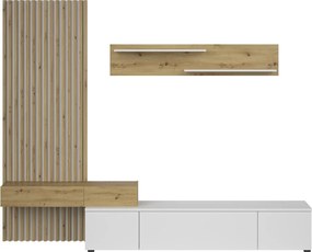 Nappali fal, fehér/artisan tölgy, REBEKA PLUS