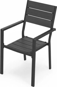 Kerti szék, MultiGarden YC-051KD-4, szürke, 54,5 x 52 x 89 cm, acél keret, HDPE ülő- és háttámla, 150 kg teherbírás, 2 db-os szett