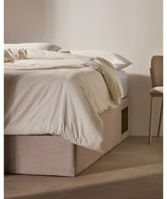 Bézs kárpitozott ágyneműtartós franciaágy 160x200 cm Matters – Kave Home