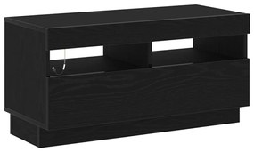 LED világításos TV szekrény - Fekete tölgy, 80x35x40 cm, Mérnöki fa
