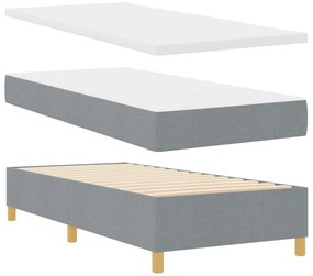 Boxspring ágy matraccal és padlóval Világosszürke 90x200 cm Szövet