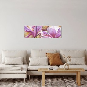 Kép - Magnólia virágok (órával) (90x30 cm)