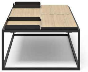 Fekete-natúr színű dohányzóasztal tölgyfa dekoros asztallappal 75x120 cm Douro – TemaHome