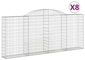 8 db íves horganyzott vas gabion kosár 300x30x120/140 cm