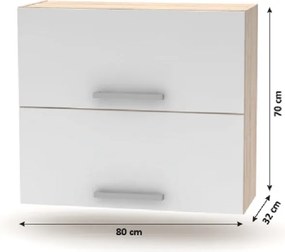 Billenő felsőszekrény 2DV, tölgy sonoma/fehér, NOVA PLUS NOPL-015-OH