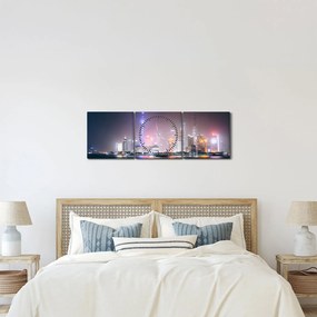 Éjszakai Shanghai képe (órával) (90x30 cm)