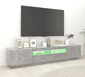 betonszürke TV-szekrény LED-lámpákkal 200 x 35 x 40 cm