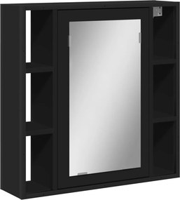 vidaXL fekete szerelt fa fürdőszobai tükör 60 x 16 x 60 cm