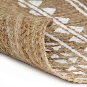kézzel font jutaszőnyeg fehér mintával 150 cm