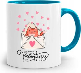 Kék Bögre Valentin Napra Happy Valentines Day fényképes nyomtatással