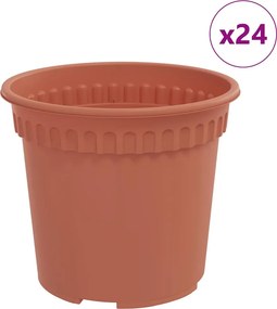 vidaXL Kerek Virágcserép 24 pcs Tégla Vörös Ø 15 x 12 cm Műanyag