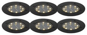 6 db-os fekete talajszpot készlet LED-del, IP65 napelemes - Terry
