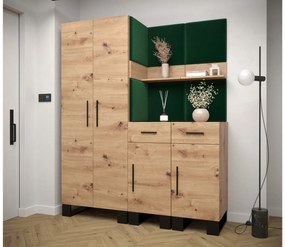 Előszobabútor Amanda 7 (artisan tölgy + zöld). 1085917