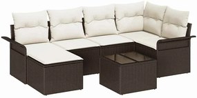 vidaXL Kerti Kanapé Szett tárolóval 7 pcs Barna polirattan