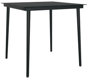 3 részes fekete polyrattan kerti étkezőgarnitúra párnákkal
