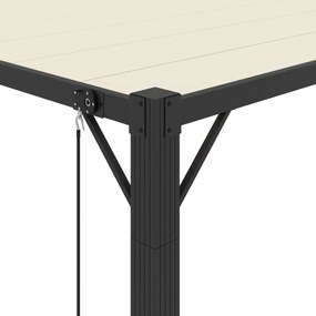 krémszínű szövet és alumínium pavilon lamellás tetővel 3 x 3 m