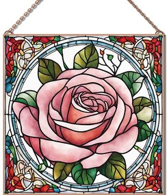 Stained-Glass-Rose-1 üvegkép, falikép