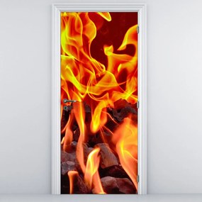 Fotótapéta ajtóra - Égő szén (95x205cm)