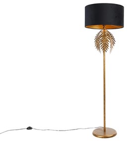 Állólámpa arany 145 cm fekete bársony árnyékolóval 50 cm - Botanica