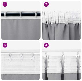 Függönyök függönyökkel 2 pcs Világosszürke 260x140cm Poliészter