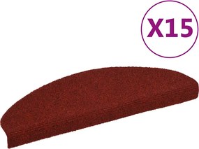vidaXL 15 db piros öntapadós lépcsőszőnyeg 65x21x4 cm