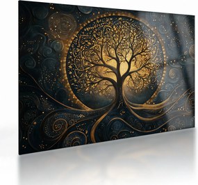 Üveg kép – Arany aurájú fa (70x50 cm)