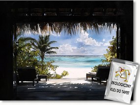 Fotótapéta Flizelina Trópusok Egzotikus Tengerpart Kunyhó Óceán 208x146 ragasztó