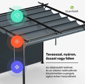 Pantheon Robust Pergola, 3x3 m időjárásálló porszórt acél oldalsó redőnyökkel